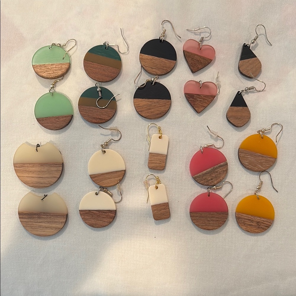 Colorful Wooden Earrings Set